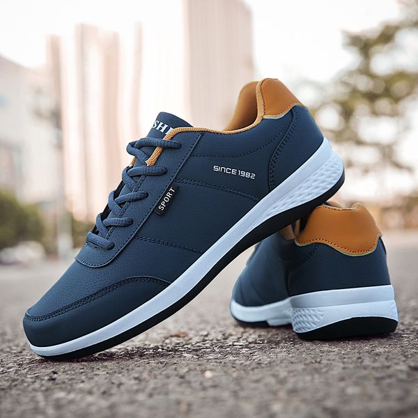 

ozersk men sneakers fashion men casual shoes leather breathable man shoes lightweight male shoes tenis zapatos krasovki cx200619, Black