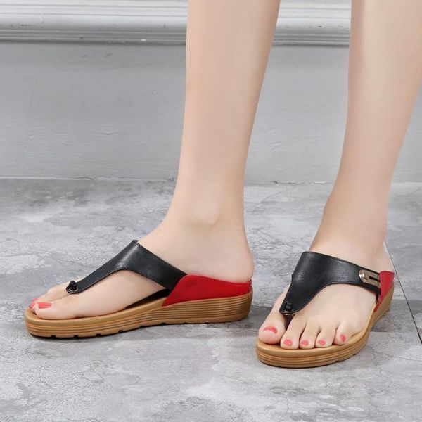 

wedges shoes for women summer beach clip toe slippers casual anti-slip sandals travel beach sandal shoe zapatos de mujer 2020, Black