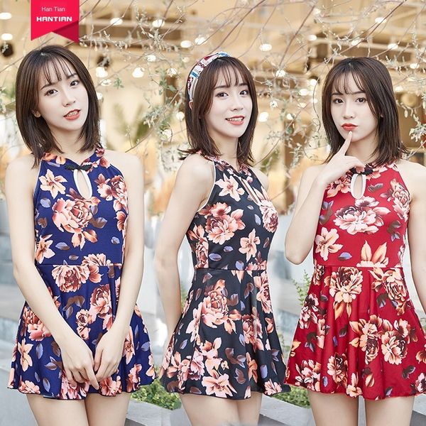 

5vveb 2019 one-piece dress large size slim belly-covering conservative l0243 2019 one-piece dress large size swimsuit slim belly-covering co, White;black