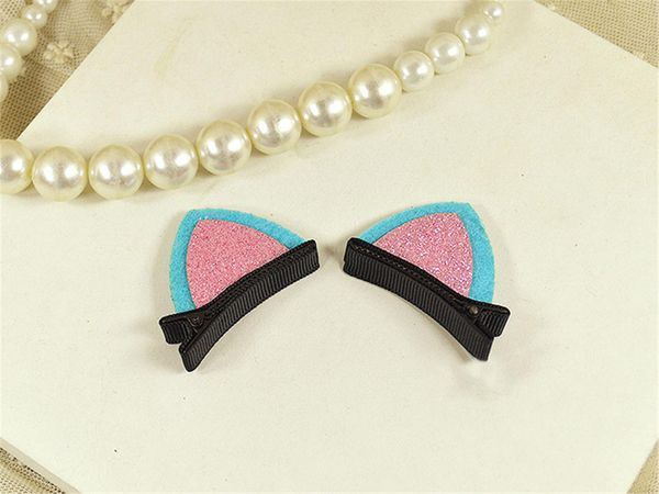 

5 пар / лот детей новорожденных девочек аксессуары для волос клип заколки заколки заколки для волос цветок кошачьи уши заколка для волос зак, Slivery;white