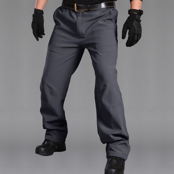 

мужчины zipper тактические брюки толстый теплый охотничий pant hombre классические твердые открытый походные штаны мужчины длинные спорт кем, Black