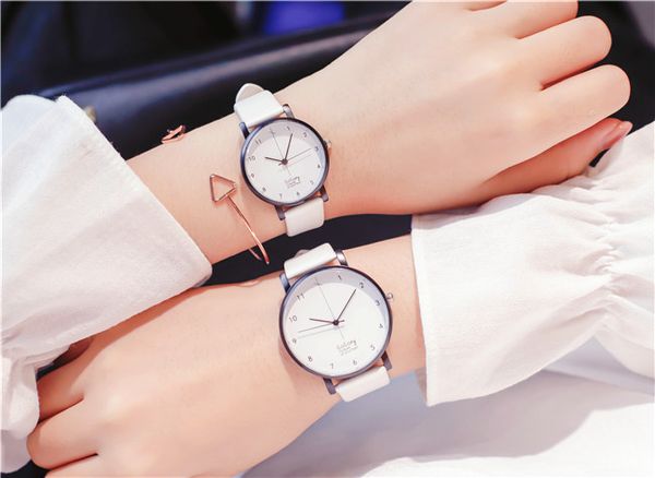 

2019 couple man's women leather watches casual stainless steel back japan movement minimalism clock gift for lover ladies retro dress w, Slivery;brown