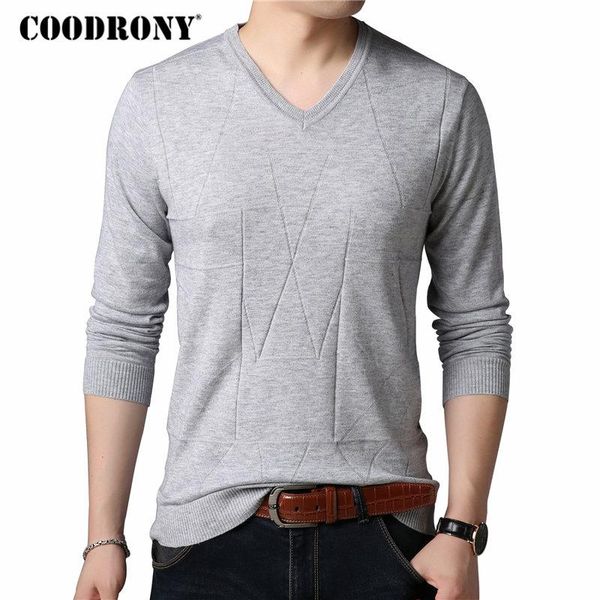 

coodrony sweater men casual v-neck pullover men clothes 2018 autumn winter new arrival pull homme knitted cashmere sweaters, White;black