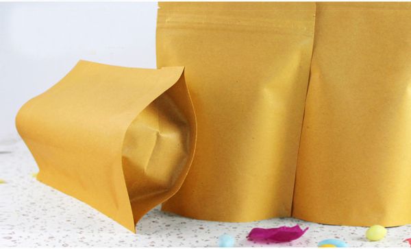 

13*18.5+4cm 1000pcs stand up aluminum foil brown kraft paper bags with zipper lock for //nut resealable packaging bag