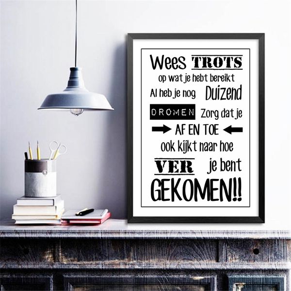 

dutch inspirational quotes canvas art painting poster nederlands home living room study room art canvas print wall decor