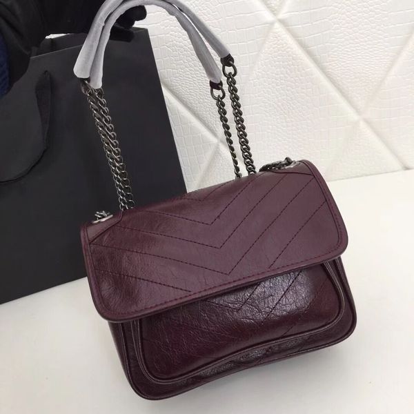 

De igner handbag crinkled vintage leather houlder trap fa hion women bag chain cro body bag brand de igner me enger bag