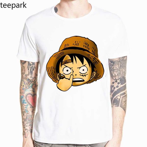 

забавный one piece луффи футболки мужчины аниме мода белый повседневная мультфильм tshirt street удобная дышащая tshirt, White;black