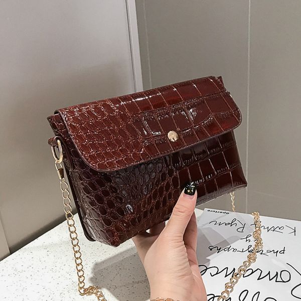 

women leather bag 2019 retro pure color alligator leather shoulder messenger bags female designer chain crossbody bags