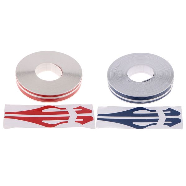 

2x brooches stripe tape vinyl decal car sticker steamline dual line blue+red