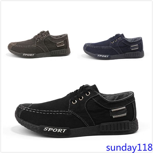 

classic spring new men's casual shoes breathable trend denim lace-up shoes, Black