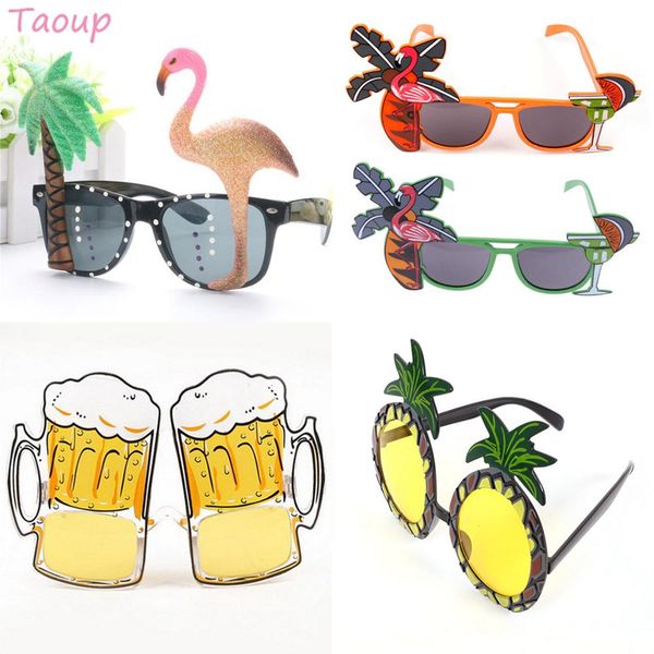 

summer hawaiian pink flamingo glasses sun pineapple pink flamingo party decor supplies luau tropical party favors diy, Blue