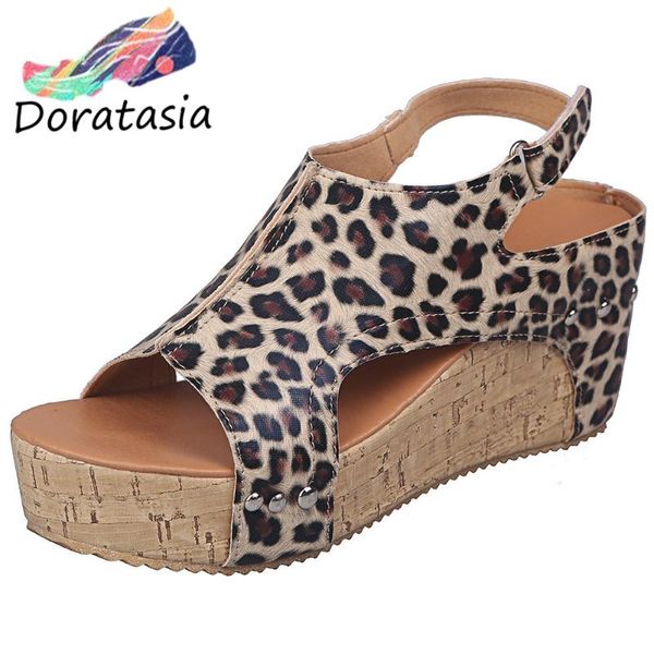 

doratasia elegant peep toe platform shoes 2020 summer heels sandals women 2020 new arrival ins high wedges sandals, Black