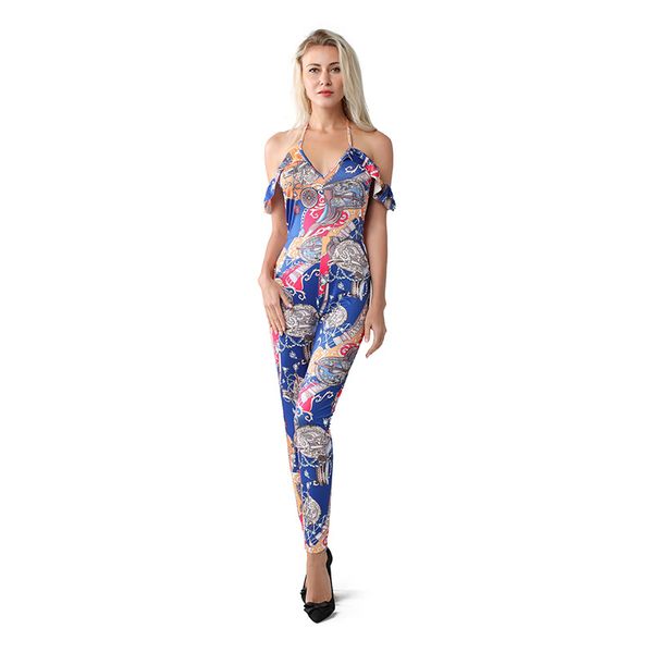 

women's sleeveless v neck flora print high waist flared jumpsuits rompers pants, Black;white