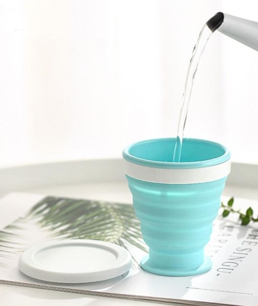 

new household outdoor portable silica gel folding coffee mug with cover
