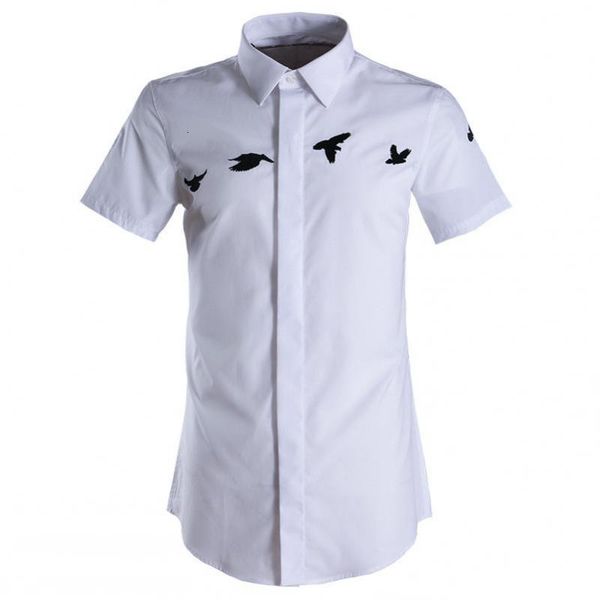 

cotton men shirts luxury solid color flying pigeon short sleeve mens shirts fashion casual slim fit mens dress 4xl, White;black