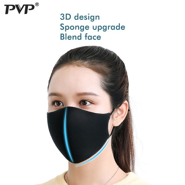 

pvp 3pcs black bilayer sponge mouth mask anti haze dust washable reusable double layer dustproof mouth-muffle wind proof mask fz4b