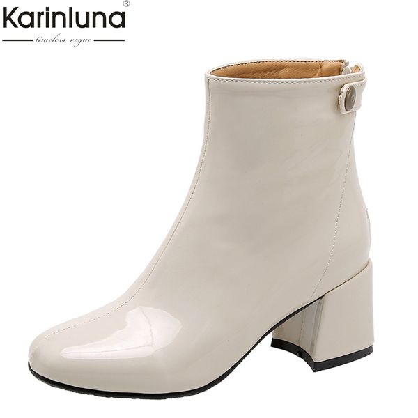 

women's big size 32-46 dropship ankle boots women shoes zip up chunky heels add fur winter shoes woman boots, Black