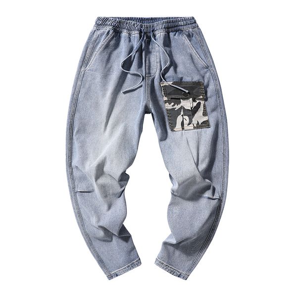 

Fashion Casual Men Baggy Jeans Big Size Mens Hip Hop Jeans Long Loose Fashion Light Blue Relaxed Fit Jeans Mens Harem Pants