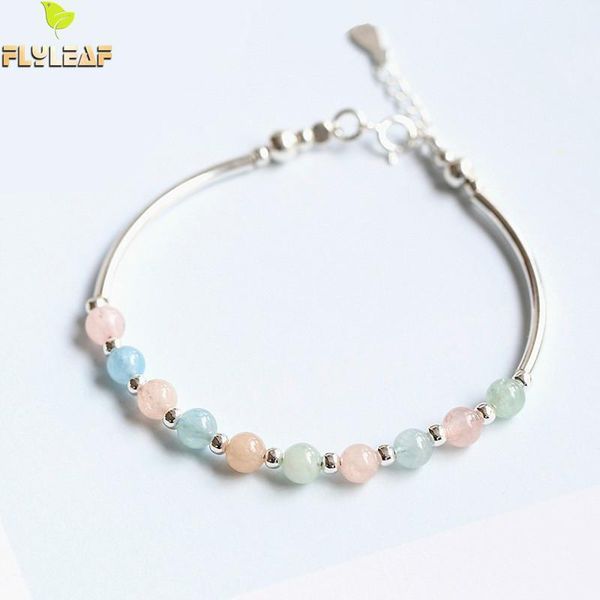 

flyleaf 100% 925 sterling silver multicolor natural stone charm bracelets for women fashion party jewelry, Golden;silver