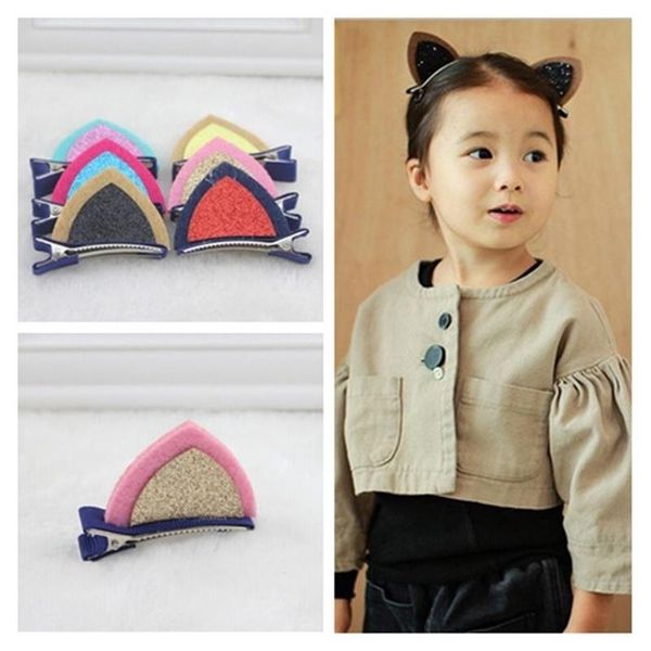 

3d cute cat ears hair clip unique children boys girls bb hairpin girls fashion headdress styling accessories, Slivery;white