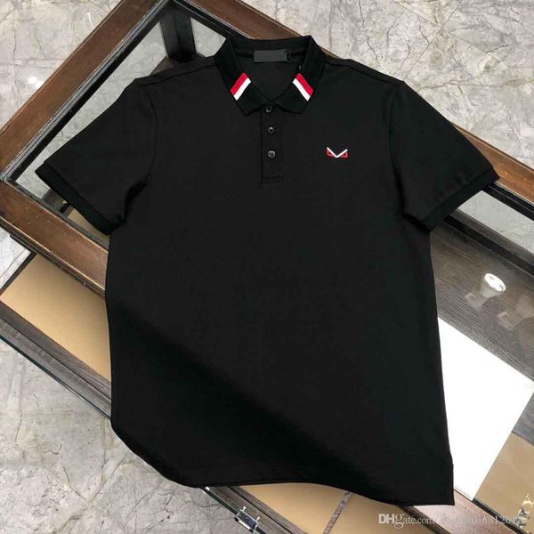 

2020.2.21 new arrival fashion high cotton men print casual polo short sleeve tshirt asian size m-3xl polo shirts black and white, White;black