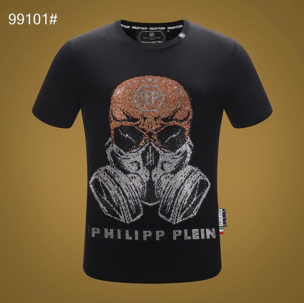 

2019pp designer t-shirt hip hop solid color men's designer t-shirt wearing mask skull brand men's women's short-sleeved large, White;black