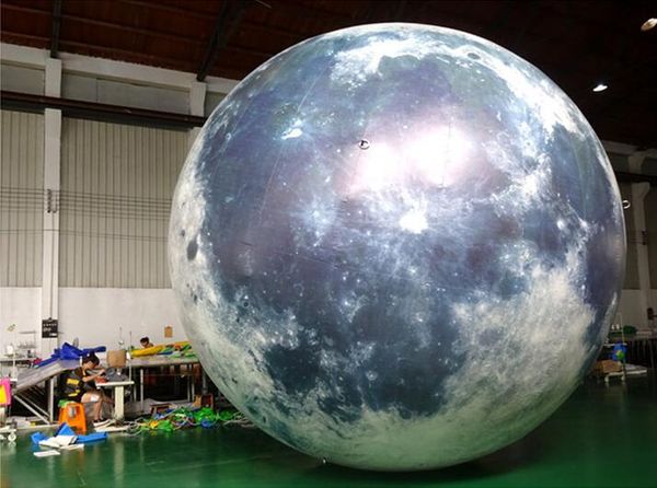 

3m party inflatable glow in the dark moon balloon inflatable led lighting planet moon for sale