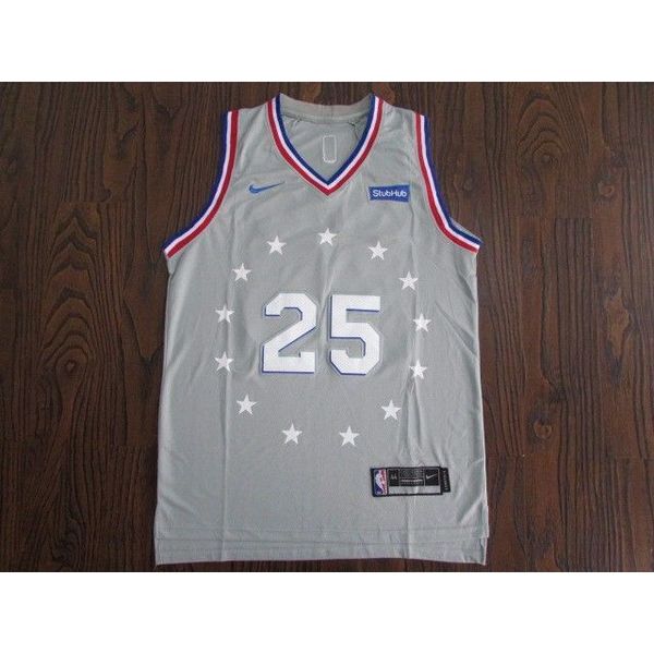 

new jersey seven or six people simmons #25 stitched mens basketball jerseys, Gray