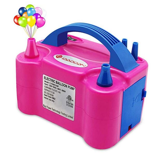 Gonfiatore per palloncini elettrico portatile a doppio ugello per palloncini gonfiabili per forniture di decorazioni festive per feste di compleanno di nozze rosa