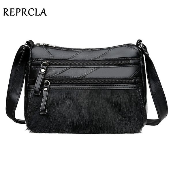 

fashion faux fur women shoulder bag large capacity ladies handbags pu leather crossbody messenger bags