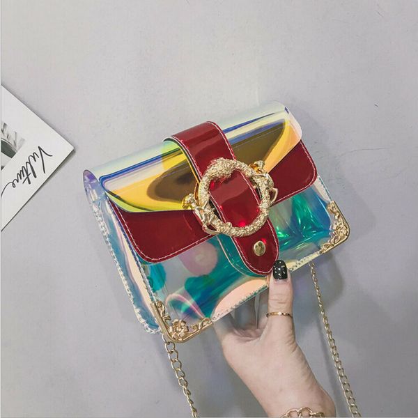 

women new bag pvc clear messenger shoulder crossbody satchel beach jelly tote handbag wallets purse evening lady bag for jdrsf, Red;black