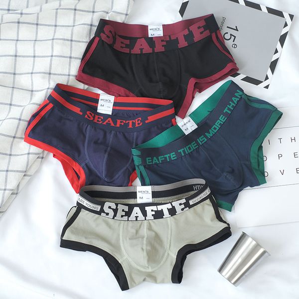 

3pcs men boxer trend trendy pure cotton comfortable breathable underwear personality student sports men underwear boxer shorts, Black;white