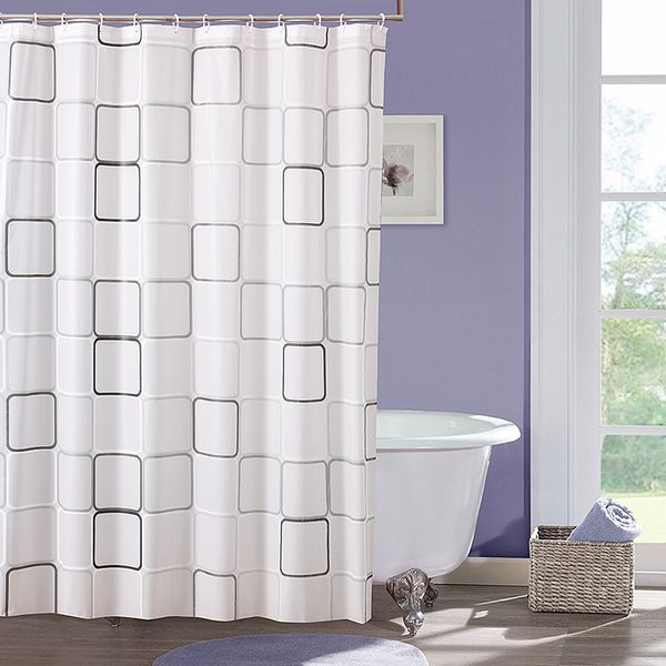 

180x180cm gemotric peva moldproof waterproof bathroom bath shower curtain bathroom products curtains with 12pcs hooks