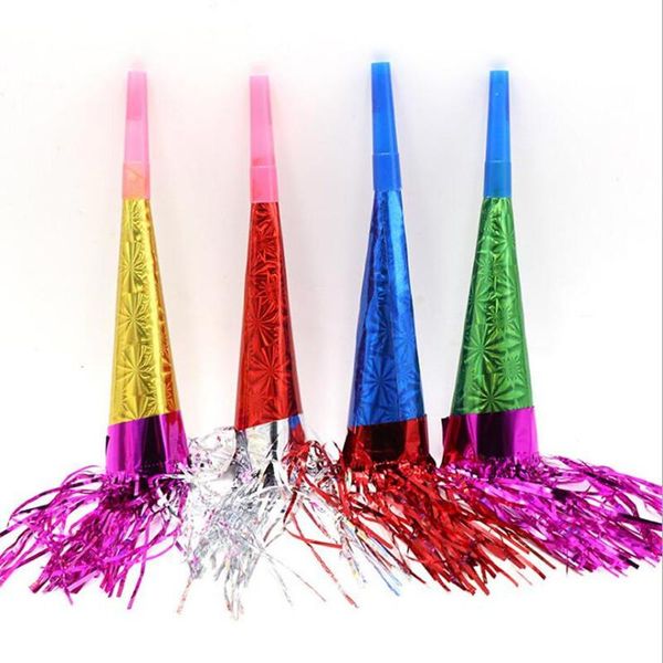 50PCS Colorful Tassel Paper Horn Whistle Noise Maker Children Gift Bag Filler Toys Birthday Christmas Party Favors