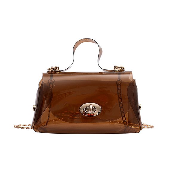 

transparent jelly bag 2019 summer new pvc women's handbag mini tote bag lock chain shoulder messenger