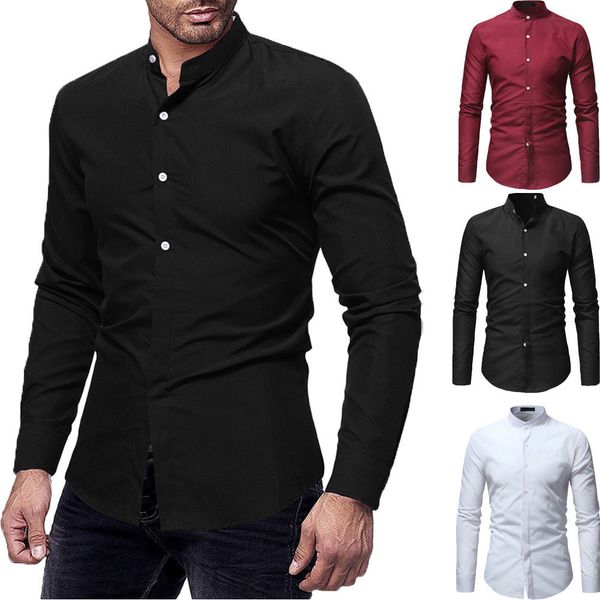 

formal men slim fit dress shirt long sleeve stylish formal party casual shirt top business smart, White;black