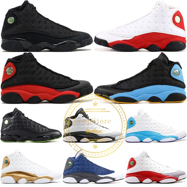 

13 basketball shoes wheat atmosphere grey olive ray allen black cat chiago bred he got game defining moments 13s men sports sneakers 8-13, White;red