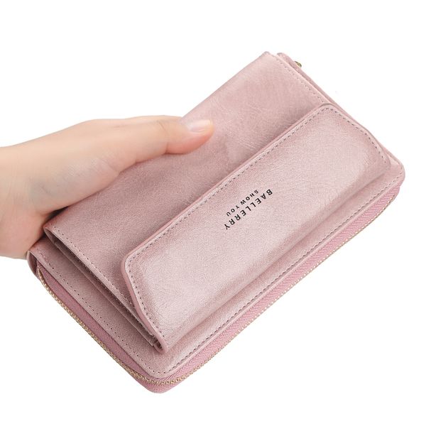 

korean version of the one-shoulder female diagonal cross-bag large-capacity long mobile phone storage wallet zipper oil leather wax wallet, Red;black