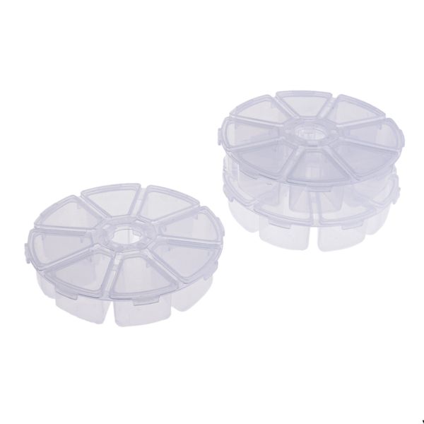 

3 pieces diamond painting boxes mini 8 grids rhinestone stone plastic box round storage box case jewelry bead makeup clear organizador