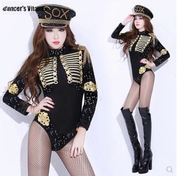 

sequins bodysuti black mesh bodysuit perspective jumpsuit ds costume bar women singer team jazz dance wear dj stage outfit, Black;red