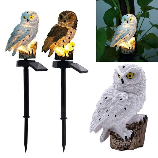 

mising waterproof led solar lawn lights white/brown owl light outdoor solar powered led path lawn yard garden landscape lamp