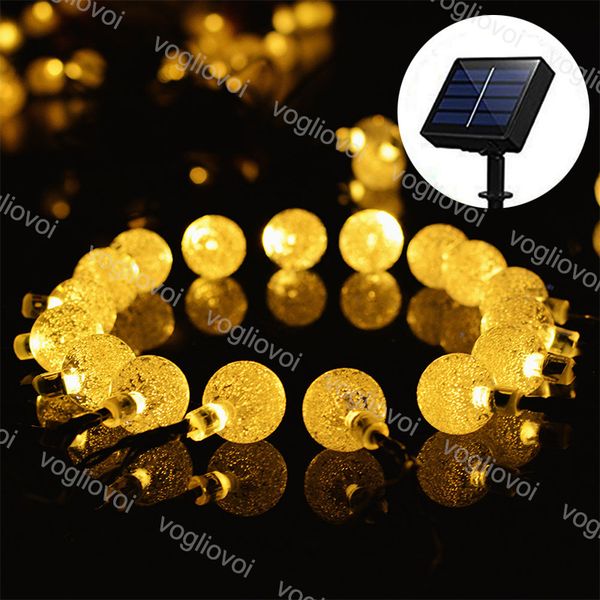 

solar garden lights led string bulb with bubble 20 50 100leds warm white waterproof for christmas wedding party garden dhl