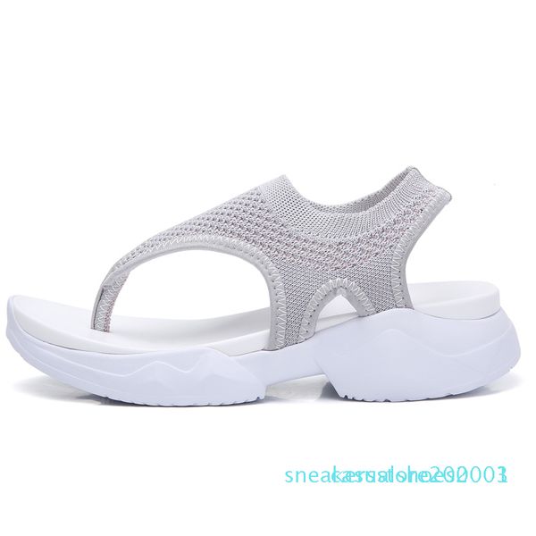 

2020 women sandals ladies mesh flip flops female elastic band wedges woman breathable beach shoes women's footwear plus size 43 s03, Black