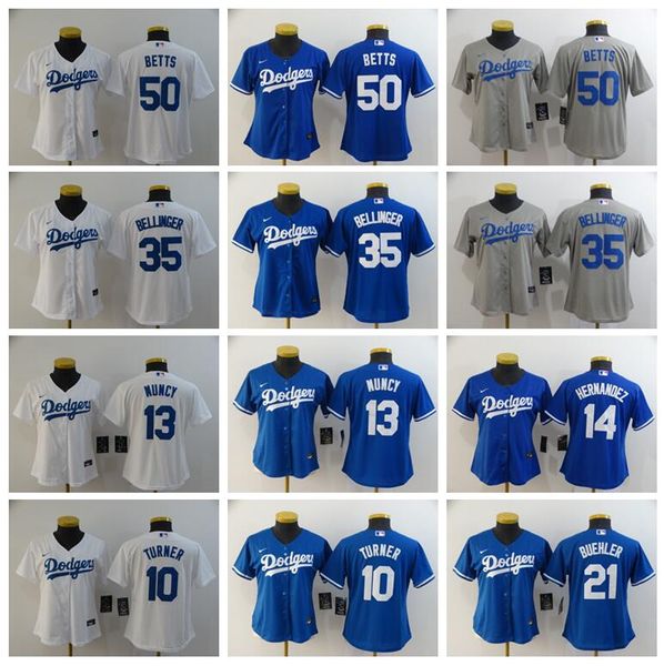 

2020 women cody bellinger jersey lady baseball 50 mookie betts 10 justin turner 13 max muncy 14 enrique hernandez 21 walker buehler woman, Blue;black