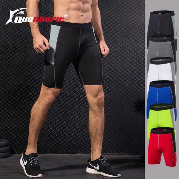 

summer running shorts men quick dry side mesh training shorts fitness compression gym tights, White;black
