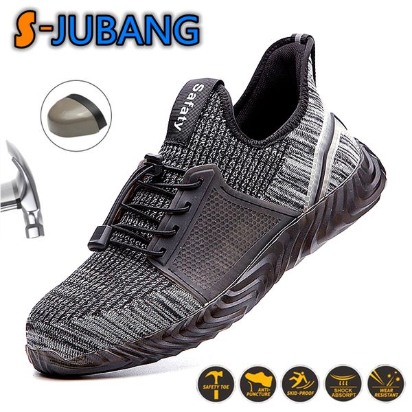 

boots plus size 48 men working safety steel toe indestructible lightweight shoes breathable anti-smashing sneakers ld592, Black