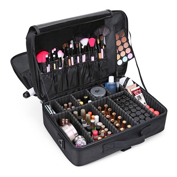 

professional makeup organizer for manicure cosmetic storage case bolso mujer travel large capacity storage bag suitcases cy200518