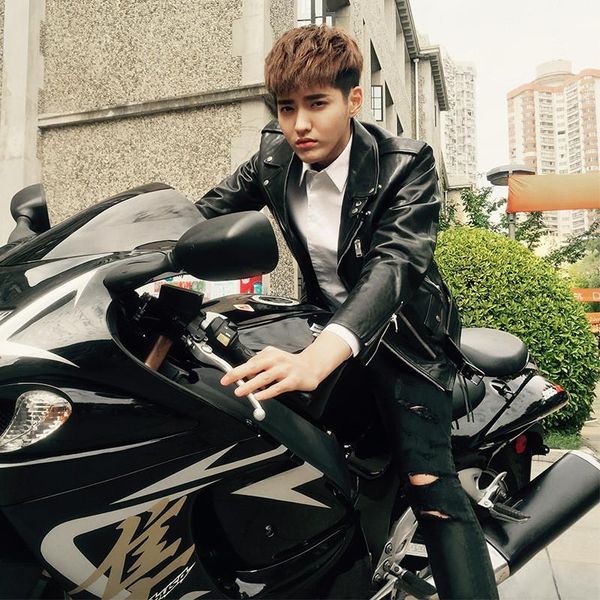 

цвет верхняя одежда лацкан шеи с длинным рукавом молнии куртки мода уличная повседневная тонкий пальто весна мужские твердые, Black;brown