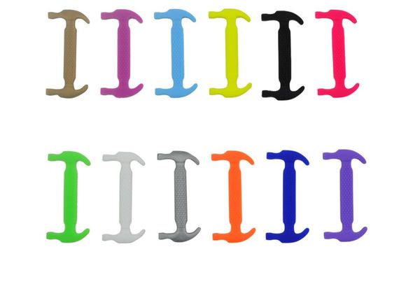 

manufacturer wholesale sales 12 hammer shoelaces with high elasticity silicone laces lazy sports shoelaces, White;pink