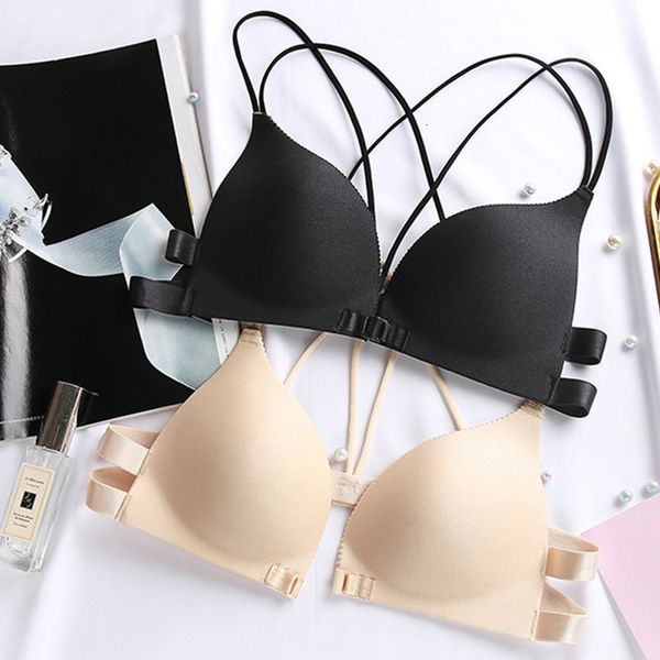 

women underwears padded bra front women closure women intimes backless underwear bras padded wire drop shipping good quality, Red;black